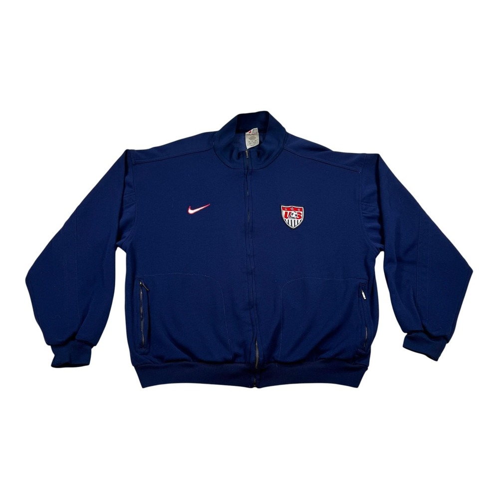 Vtg 90's Player Worn? #12 USA Soccer Jacket Mens Large Blue Nike USMNT Track